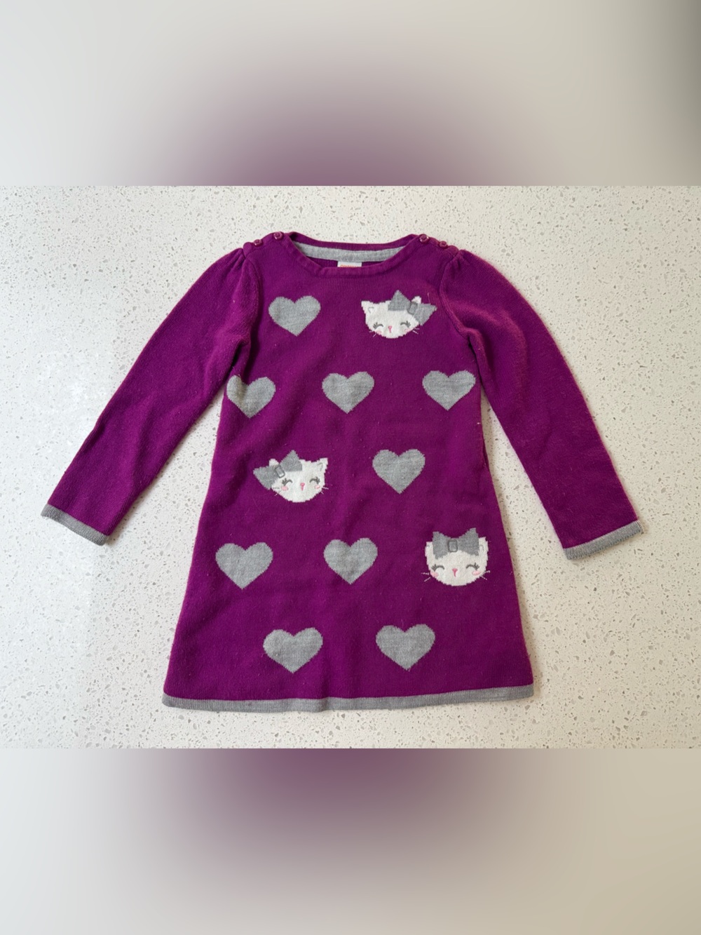 Gymboree Girls' Purple Heart & Cat Knit Dress